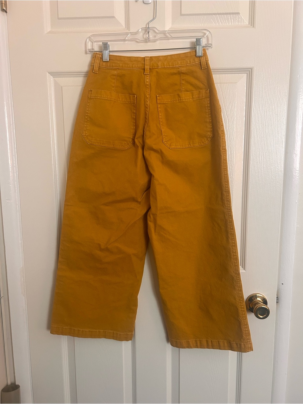 Washed Mustard Yellow Wide Leg Crop Pant - Picture 4 of 4